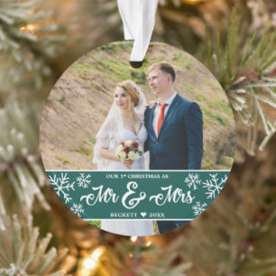 Pas getrouwd 1 Kerstmis Foto van de heer & mevrouw Ornament