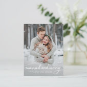 Pas getrouwd 2 Foto Holiday Aankondigingskaart (Staand voorkant)
