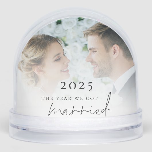 Pas getrouwd 2 foto's jaar dat we trouwden sneeuwbol (Voorkant)