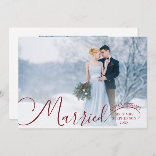 Pas getrouwd 2 Fotoscript, gevarieerd kerstfeest Feestdagenkaart (Voorkant / Achterkant)