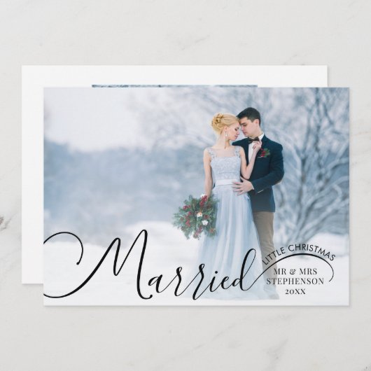 Pas getrouwd 2 Fotoscript, gevarieerd kerstfeest Feestdagenkaart (Voorkant / Achterkant)