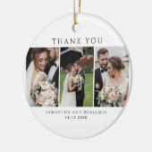 Pas getrouwd 3 Foto bruiloft Dank u voor Kerstmis Keramisch Ornament (Links)