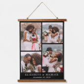 Pas getrouwd 4 Foto Collage Black Hangend Wandkleed (Voorkant)