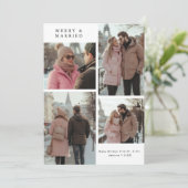Pas getrouwd 4 Foto Vrolijk & Getrouwd Kerstmis Feestdagenkaart (Staand voorkant)