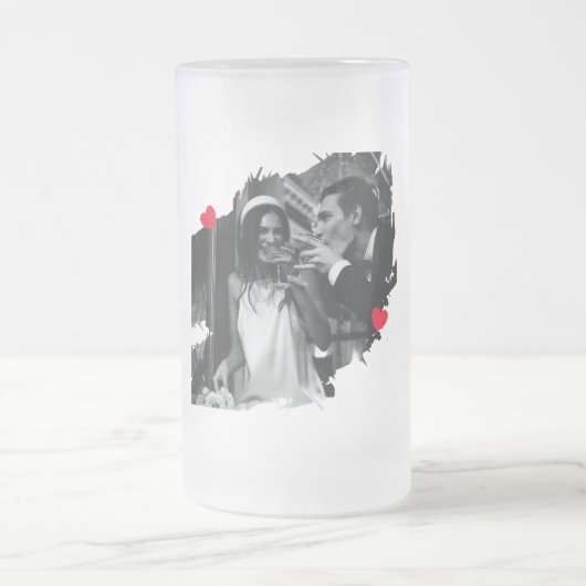 Pas getrouwd aangepaste geëtste foto aandenken matglas bierpul (Center)