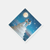 Pas getrouwd astronauten op een bruidstaart servet (Hoek)