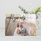 Pas getrouwd B Horizontaal 1 Foto bruiloft Kaart (Staand voorkant)