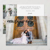 Pas getrouwd B Horizontal 3 Foto bruiloft Kaart (Voorkant / Achterkant)