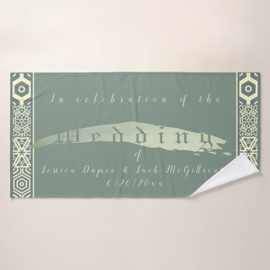 Pas getrouwd Blauwgroen bruiloft Bad Handdoek (Badhanddoek)