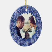 Pas getrouwd Blue Wreath Keepomwille Keramisch Ornament (Rechts)