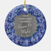 Pas getrouwd Blue Wreath Keepomwille Keramisch Ornament (Achterkant)