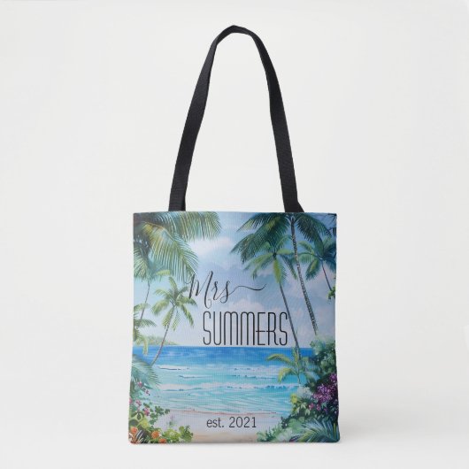 Pas getrouwd Bride Beach Tropical Hawaii Tote Bag (Voorkant)