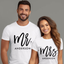 Pas getrouwd Bride Mrs. Modern Script en naam