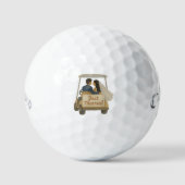 Pas getrouwd bruid en bruidegom in een golfkar golfballen (Voorkant)
