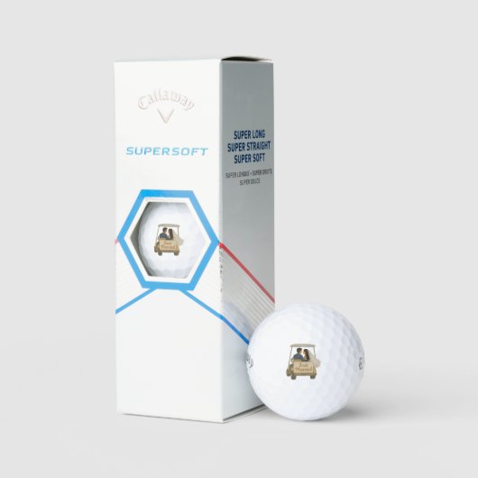Pas getrouwd bruid en bruidegom in een golfkar golfballen (Verpakking)