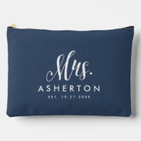 Pas getrouwd bruid Mrs gepersonaliseerde navy blau