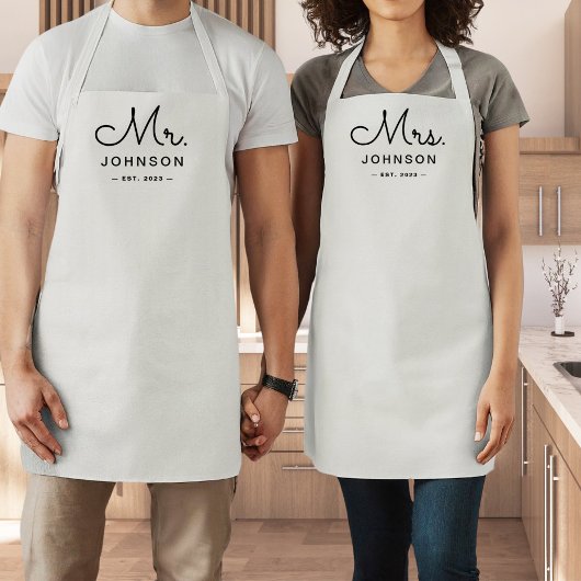 Pas getrouwd bruidegom gepersonaliseerd wit schort