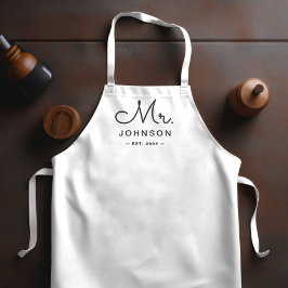 Pas getrouwd bruidegom gepersonaliseerd wit schort