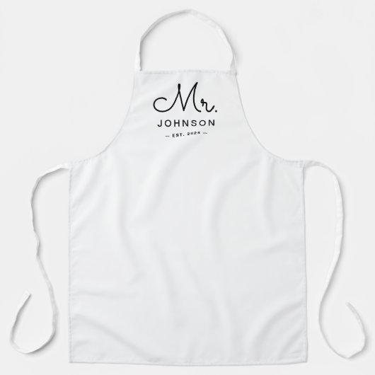 Pas getrouwd bruidegom gepersonaliseerd wit schort (Voorkant)