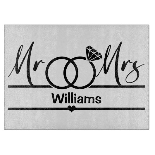 Pas getrouwd, bruiloft, huishouding snijplank (Voorkant)