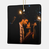 Pas getrouwd Cadeau, Kerst Mr Mrs. Keramisch Ornament (Links)