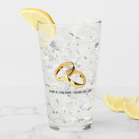 Pas getrouwd cadeau namen en data hoog glas (Voorkant ijs)