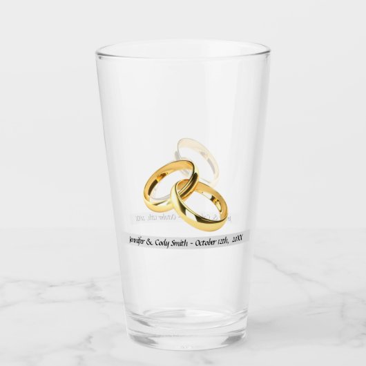 Pas getrouwd cadeau namen en data hoog glas (Voorkant)