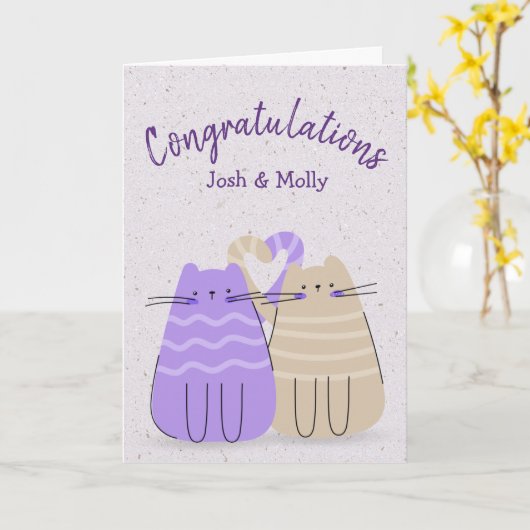 Pas getrouwd Cats Gefeliciteerd Kaart (Gele Bloem)