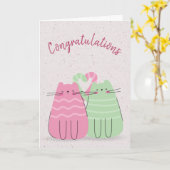 Pas getrouwd Cats Gefeliciteerd Kaart (Gele Bloem)