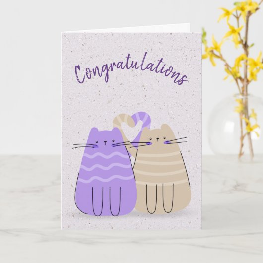 Pas getrouwd Cats Gefeliciteerd Kaart (Gele Bloem)