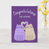 Pas getrouwd Cats Gefeliciteerd met Paars Kaart (Gele Bloem)