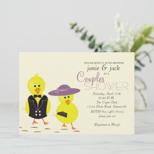 Pas getrouwd Chicks Couples Bridal Shower Invitati Kaart (Staand voorkant)