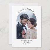 Pas getrouwd Christmas Merry & Married Arch Foto Feestdagenkaart (Voorkant)