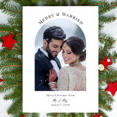Pas getrouwd Christmas Merry & Married Arch Foto Feestdagenkaart
