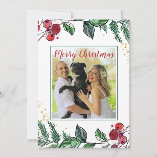 Pas getrouwd Coupel met hond met kerstmis met bloe (Voorkant)