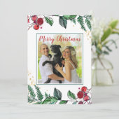 Pas getrouwd Coupel met hond met kerstmis met bloe (Staand voorkant)