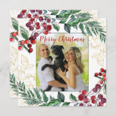 Pas getrouwd Coupel met hond met kerstmis met bloe (Voorkant / Achterkant)