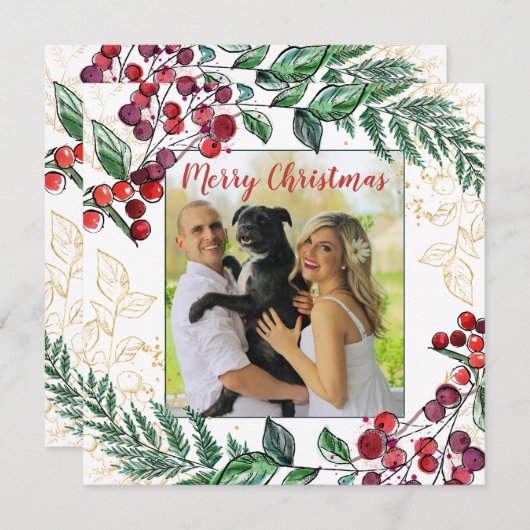 Pas getrouwd Coupel met hond met kerstmis met bloe (Voorkant / Achterkant)