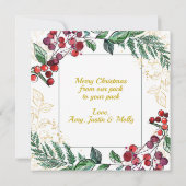 Pas getrouwd Coupel met hond met kerstmis met bloe (Achterkant)