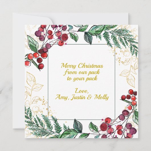 Pas getrouwd Coupel met hond met kerstmis met bloe (Achterkant)