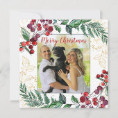 Pas getrouwd Coupel met hond met kerstmis met bloe (Voorkant)