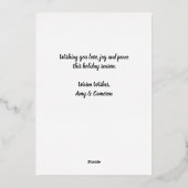 Pas getrouwd Couple Aangepaste foto Onze eerste Ke Folie Feestdagenkaart (Achterkant)