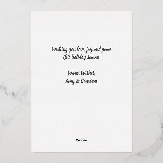 Pas getrouwd Couple Aangepaste foto Onze eerste Ke Folie Feestdagenkaart (Achterkant)