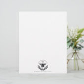 Pas getrouwd Couple Bee Crown Laurel Name Logo Briefhoofd (Staand voorkant)