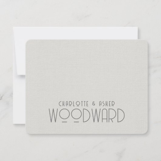 Pas getrouwd Couple Name Monogram Weddenschap Whit Notitiekaartje (Voorkant)