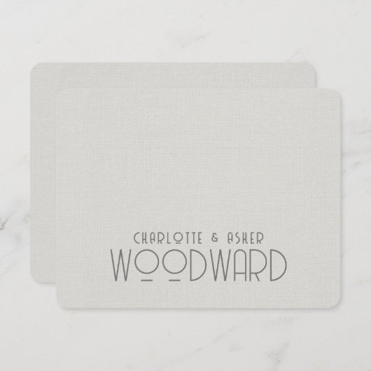 Pas getrouwd Couple Name Monogram Weddenschap Whit Notitiekaartje (Voorkant / Achterkant)