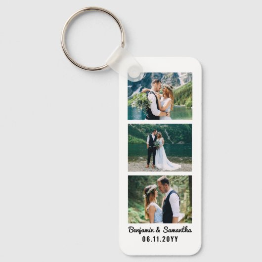 Pas getrouwd Couple Personalized Photo Booth Strip Sleutelhanger (Voorkant)