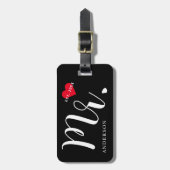 Pas getrouwd de heer Black and White Bagagelabel (Voorkant verticaal)