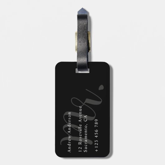 Pas getrouwd de heer Black and White Bagagelabel (Achterkant verticaal)