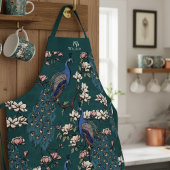 Pas getrouwd de heer en mevrouw Floral Peacock Bla Schort